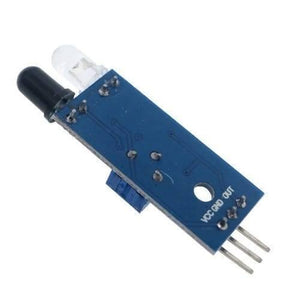 IR Infrared Obstacle Avoidance Sensor Module - a blue circuit board with an IR transmitter, receiver, potentiometer, and three output pins.