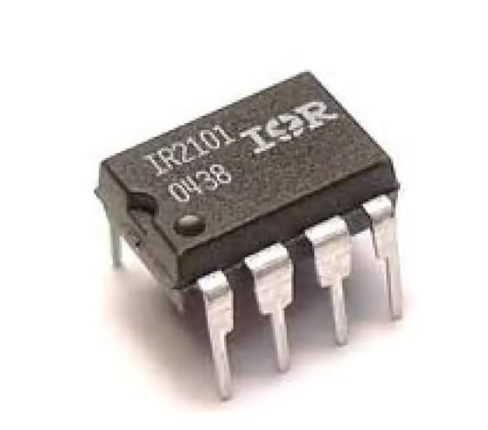 IR2101 High And Low Side Driver IC - an 8-pin black integrated circuit chip with silver metal legs, shown from an angled top-down perspective.