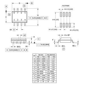 IR2103S SOIC-8 package dimensions and PCB footprint drawing