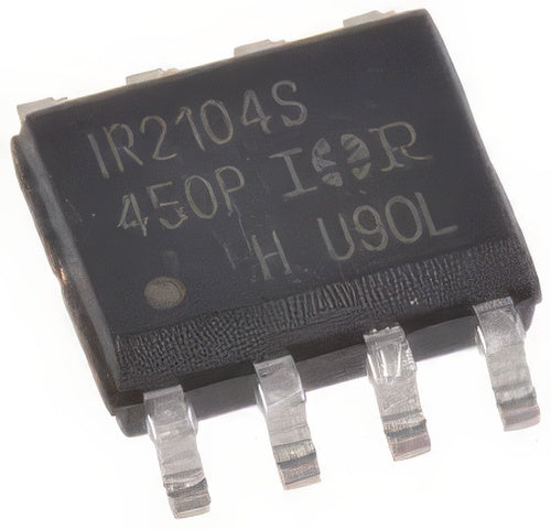 IR2104 IC SMD IR2104S SOP8 Driver - a black 8-pin surface-mount integrated circuit chip with white text printed on its top surface.