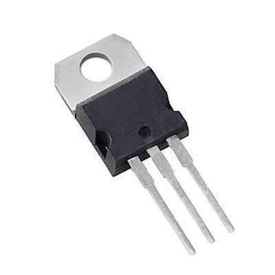IRF1407 MOSFET Transistor TO220 Package IR N Channel 75V 130A Inverex Solar Inverter - a black electronic component in a TO-220 package with a metal mounting tab and three downward-extending pins.