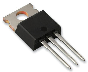 IRF630 N Channel MOSFET - a black electronic component with a metal heat sink tab and three silver pins extending from the base.