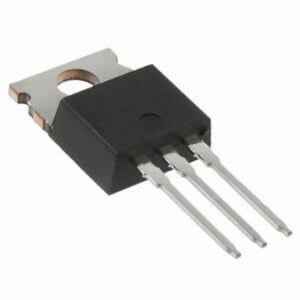 IRF840 N-channel 8A 500V Power MOSFET - shown as a black electronic component with three metal pins and a metal mounting tab with a hole.