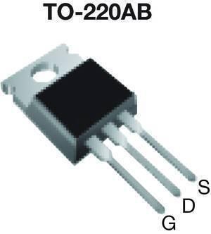 IRFBC30 N-channel 3.6A 600V Power MOSFET TO-220 100W - shown as a black TO-220AB electronic component with three metal pins labeled G, D, and S, and a mounting hole at the top.