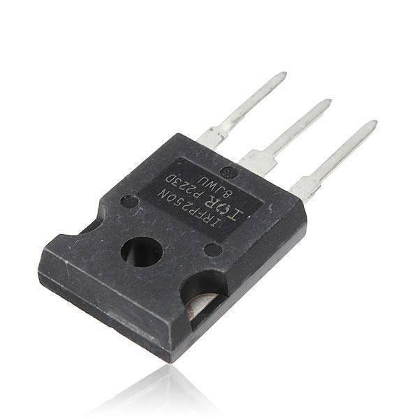 IRFP250N FET Power MOSFET - a black, rectangular electronic component with three metal pins extending from one side and printed text on its face.
