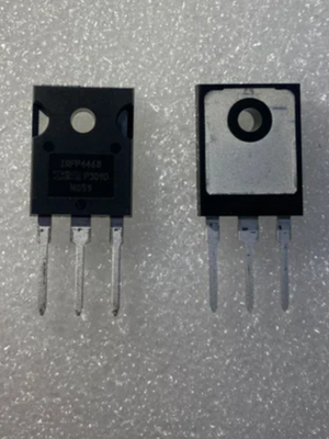IRFP4468 MOSFET N-channel Power Transistor - shown as two black, three-pin components, one displaying text and the other showing its metal back plate.