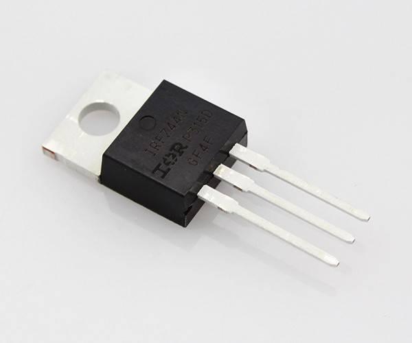 IRFZ44N Power MOSFET Refurb - shown as a black, three-pin electronic component with a silver metal mounting tab on a white background.
