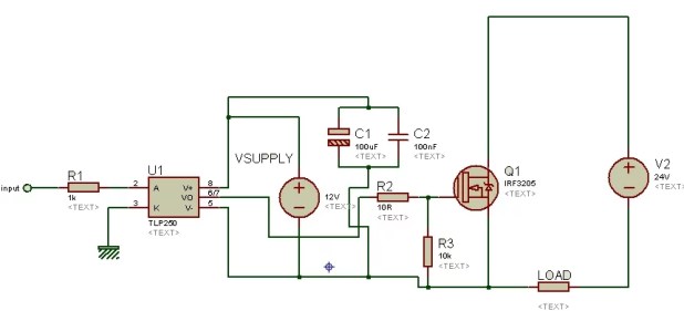 isolated MOSFET driver TLP250 as a high side mosfet driver