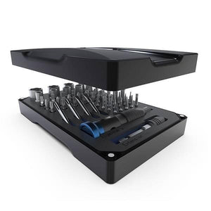 Jakemy Professional Screwdriver Set With S-2 Driver Bit DIY Repair Tools Kit Set Jm-6125 - an open black storage case containing a screwdriver handle, extension bar, and various metal driver bits.