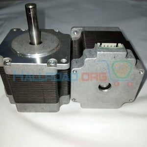 Japanese NEMA23 2.2A Stepper Motor Compatible With TB6560, DRV8825 Torque 9.69 Kg.cm - two silver and dark grey metal stepper motors with a protruding shaft and a white electrical connector port.