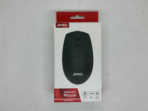 Jedel W927 2.4GHz Wireless Mouse – Optical, Nano Receiver, 10M Range - a white box with a black wireless mouse graphic, branding, and technical icons on the front.
