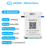 Jikong JK-BD4A24S6P Smart BMS 8s 16S 24S 60A Li-ion LiFePO4 Lto BMS 18650 Batteries BMS Smart Battery Management System UPS - a white rectangular module with a QR code, two wire ports, and text labels for battery strings, balancing current, and ratings.