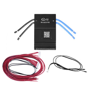Jikong JK-BD6A24S-10P Jk Smart Active Balance BMS Board 7s-24S 100A 0.6A Balancing Current - shown as a black rectangular module with P- and B- cables, a QR code, and included red and black wiring harnesses.
