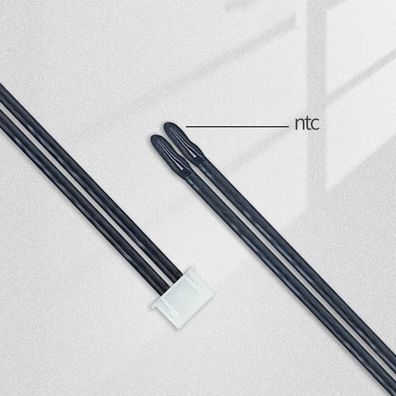 Jikong JK-BD6A24S-10P Jk Smart Active Balance BMS Board 7s-24S 100A 0.6A Balancing Current - accessory: a close-up of two black NTC temperature sensor probes with a white connector attached to the wires.