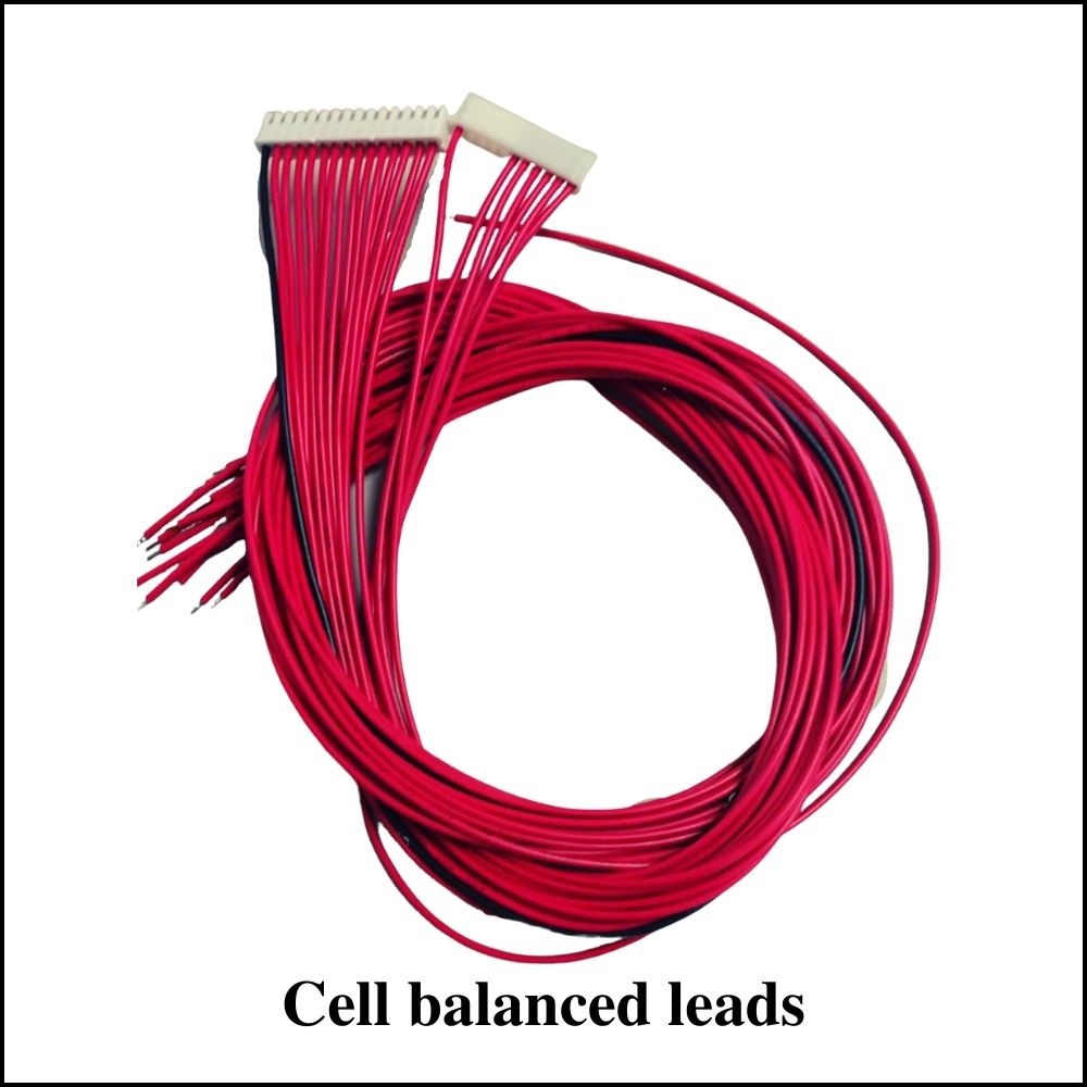 Jkbms BD6A24S15P 7s-24S Active Balance BMS Balance Current 0.6A Continuous Current 150A LiFePO4 Li-ion Lto Battery - a bundle of red and black wires connected to two white plastic multi-pin connectors.