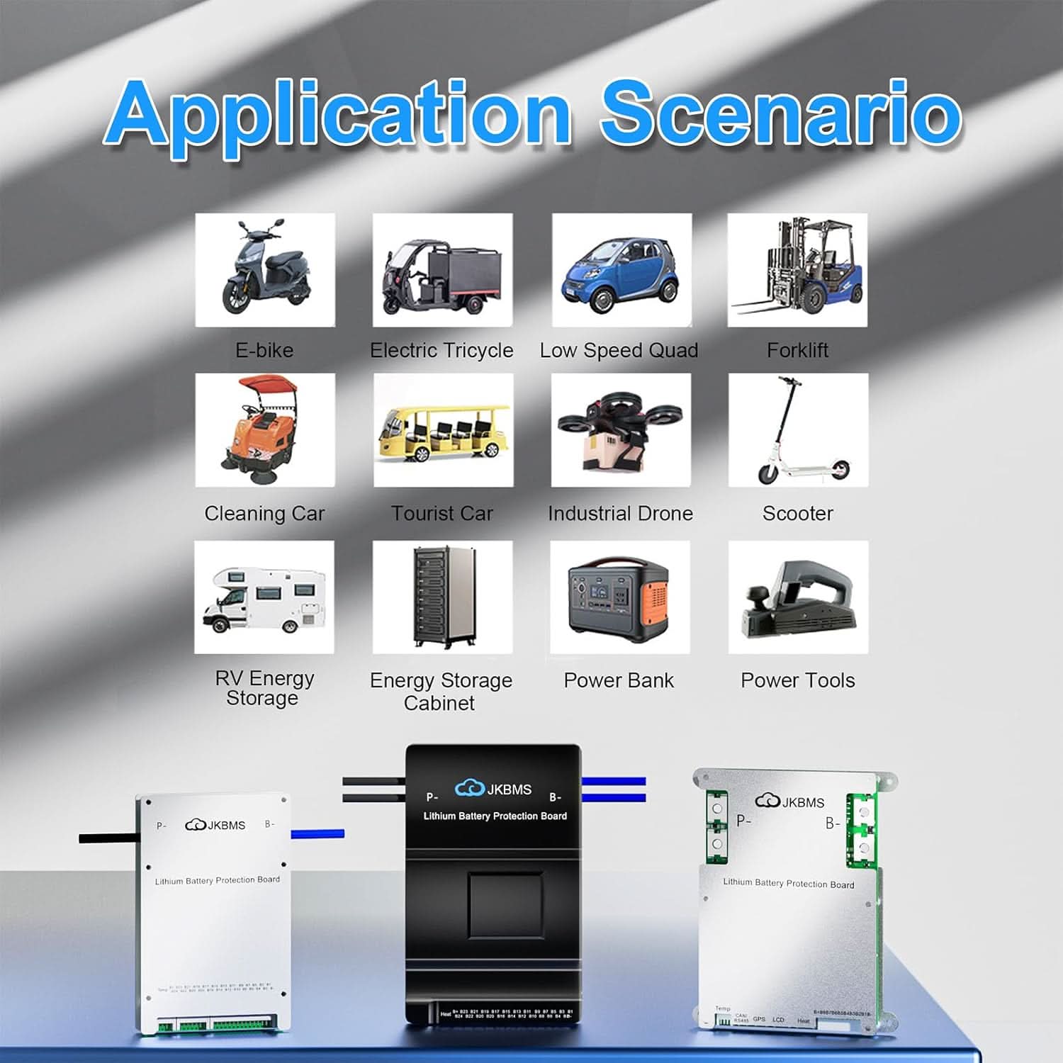 JKBMS Smart BMS with Heat CAN RS485 4S-8S 12V-24V 100A 1A Active Balance with Bluetooth Battery Protection Board