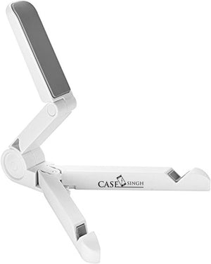 Joyroom ZS120 Desktop Tab Holder Mobile Holder Foldable Bracket White - multi-jointed mobile and tablet stand with a "CASE SINGH" logo on the base.