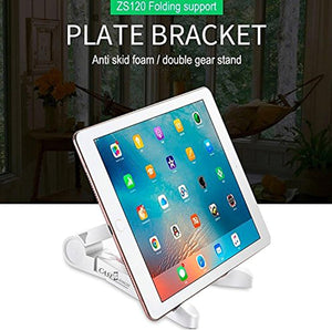 Joyroom ZS120 Desktop Tab Holder Mobile Holder Foldable Bracket White - holding a tablet displaying a home screen with various app icons.