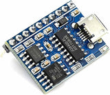 JQ8400-FL Voice Serial Port Control USB Copy Synthesis Music Chip Voice IC Module - a blue rectangular circuit board featuring a micro-USB port, multiple integrated chips, and a row of gold-plated header pins.
