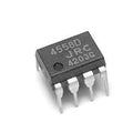 JRC4558D Dual Op Amp 4558D - a black 8-pin integrated circuit chip with 4558D, JRC, and 4203G printed on its top surface.