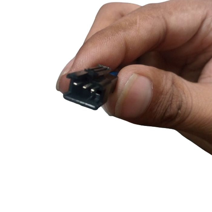 JST Sm 3 Pins Plug Male And Female Wire Connector - a close-up view of a black plastic 3-pin male connector held between fingers.
