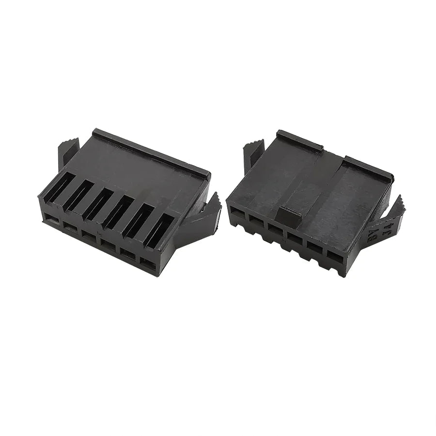 JST SM2.54 6 Pin Female Male Housing Terminals Wire Connector Sm-6p Sm-6R JST SM2.54 6p - two black plastic 6-pin connector housings side by side.