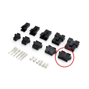JST SM2.54 6 Pin Female Male Housing Terminals Wire Connector Sm-6p Sm-6R JST SM2.54 6p - an assortment of black plastic male and female housings with metal crimp terminals, with one 6-pin housing circled.