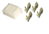 JST Xh 2.5mm Pitch 4 Pin Female Connector Housing Socket With Crimp Pins - one white plastic connector housing and four metal crimp pins.