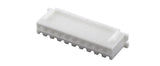 JST Xh 8 Connector Socket Without Pins JST 800260 Xhp-8 Casing Series Xh Number Of Pins - a white plastic rectangular housing with eight pin slots and side locking tabs, shown in a close-up studio view.