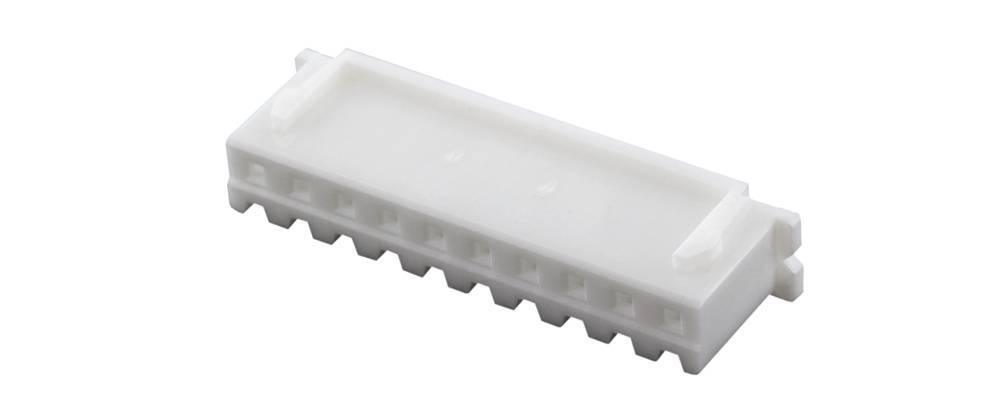 JST Xh 8 Connector Socket Without Pins JST 800260 Xhp-8 Casing Series Xh Number Of Pins - a white plastic rectangular housing with eight pin slots and side locking tabs, shown in a close-up studio view.