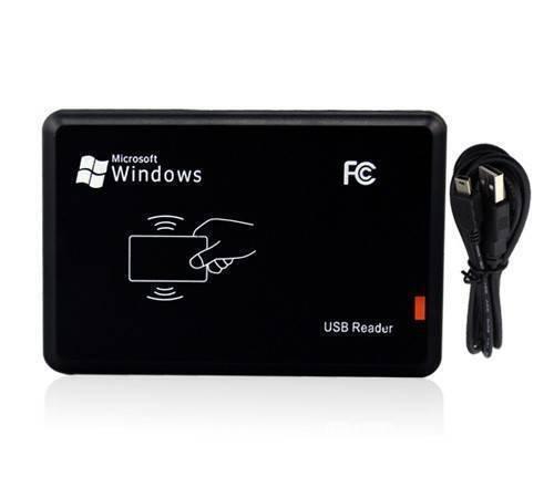 JT308 125kHz USB Proximity Sensor Smart RFID Id Card Reader - a black rectangular device with a USB cable and a red indicator light.
