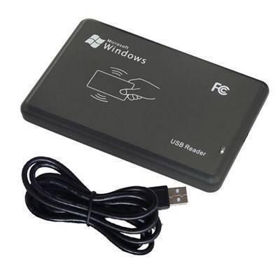 JT308 125kHz USB Proximity Sensor Smart RFID Id Card Reader - a black rectangular device with a Microsoft Windows logo and a USB cable.