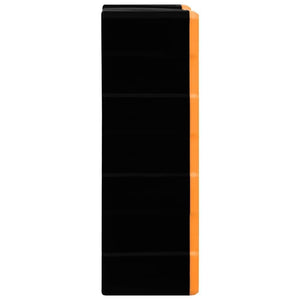 K503 Box Storage Box with 18pcs Drawers, Storage Box for Electronic Components, Drawer Storage, Screw Parts Storage Box 38x16x47 Cm - a side-profile view of a tall, rectangular black storage unit featuring an orange frame and multiple stacked drawer compartments.