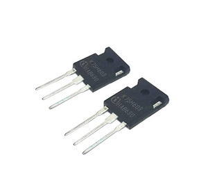 K75H603 IGBT Power Transistor - two black, three-pin electronic components with white text printed on their surfaces.