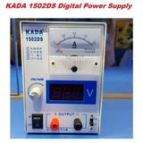 Kada 1502DS Adjustable Digital Power Supply 12V 2A DC Regulator Supply For Mobile Repairing - with an analog ammeter, a digital voltage display, a voltage control knob, power switch, and output terminals.