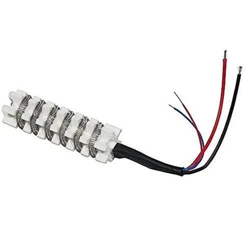 Kada 2018D+ Heating Element 4 Wire - a white ceramic core with a coiled metal heating element and four colored lead wires extending from one end.