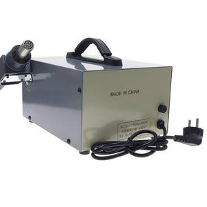 Kada 850VD+ Hot Air SMD Rework Station - the grey rear panel with a power cord, a black handle, and a label indicating 220V/50Hz-580W power.