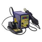 Kada 878D+ Hot Air Gun And Soldering Station - with a blue base unit, digital display showing 160, control knobs, buttons, a soldering iron, and a stand.
