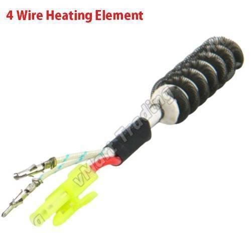Kada B1146-4W Hot Air Heating Element Replacement - a spiral heating coil attached to a metal tube with two white wires and a red wire ending in connectors.