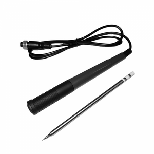 Kada T12-D+ Digital Soldering Iron Soldering Station With ESD Safe Port 72W - detachable metal tip and a black power cable featuring a circular connector, isolated on a white background.