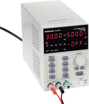 Katex 3005D DC Digital-control Power Supply 30V 5A Power Supply - Korad KA3005D DC power supply in a beige casing with a digital display showing 30.00V, 5.000A, and OFF, featuring front buttons, a knob, and ports.