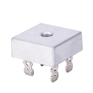KBPC3510 Bridge Rectifier Diode - Single Phase, Metal Case, 1000V 35A - shown as a silver-colored, square metal component with four metal terminals extending from the bottom.