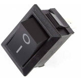 KCD1 Spst Rocker Switch Mini Boat Switch 10A 125V 6A 250V Press Button Rocker Switch - a small rectangular black plastic boat switch with a single rocker button marked with a white circle and line symbol.