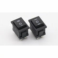 KCD2-203 6-terminal Rocker Switch On/off/on Dpdt – 6A/250VAC Boat Switch - two black rectangular three-position rocker switches with white markings for I, O, and II on the buttons.