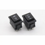 KCD2-203 6-terminal Rocker Switch On/off/on Dpdt – 6A/250VAC Boat Switch - two black rectangular three-position rocker switches with white markings for I, O, and II on the buttons.