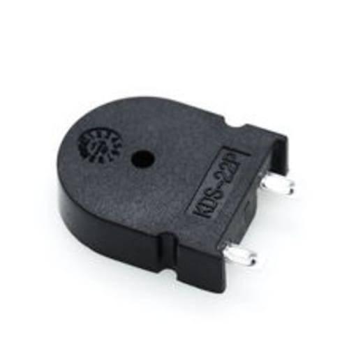 KDS-22P Piezo Buzzer u Shaped Audio Indicator 22mm x 7.0mm - a black U-shaped audio indicator with two metal pins and the model number printed on the side.