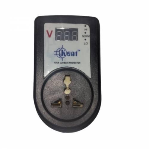 Kent Digital High Low Voltage Protector - a black wall-plug device featuring a digital voltage display and status indicator lights for Hi, Norm, and Lo.