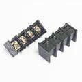 Kf-45 300V-25A 4 Pin Power Connector 25 Amp PCB Mount Power Connector - two black 4-pin PCB mount terminal blocks with metal screw terminals and bottom pins.