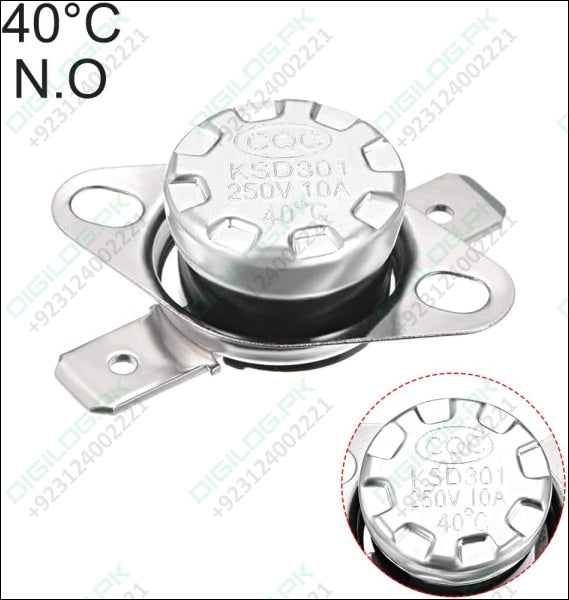 KSD301 Thermostat 40°C/104°F 10A Normally Open N.O Adjust Snap Disc Temperature Switch