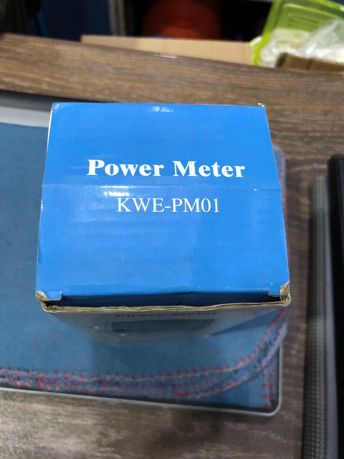 KWE-PM01 Smart Socket For Energy Consumption Measurement - shown in its blue cardboard packaging box with the product name and model number printed on top.